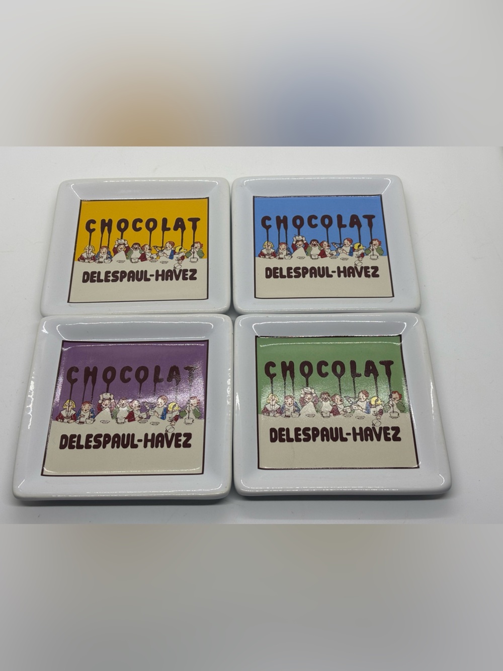 Pottery Barn Chocolate Themed Ceramic Coasters Set of 4